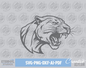Cougar Mascot SVG PNG: Big Cat Vector Cut File (Digital Download)