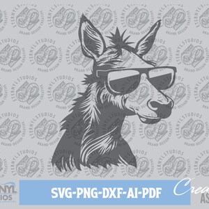 Donkey SVG PNG, Mule, Burrow, Cool Donkey, Donkey Wearing Sunglasses, Farm, Cut File, Easy to Weed, Instant Download, Donkey art