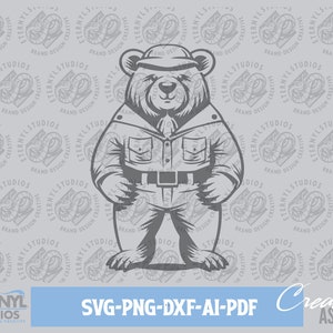 Bear Ranger SVG PNG, Forest Ranger, Scout, Scout Bear, Boy Scout Bear, Park Ranger, Bear Mascot, Vector Art, Digital Download, Cut File