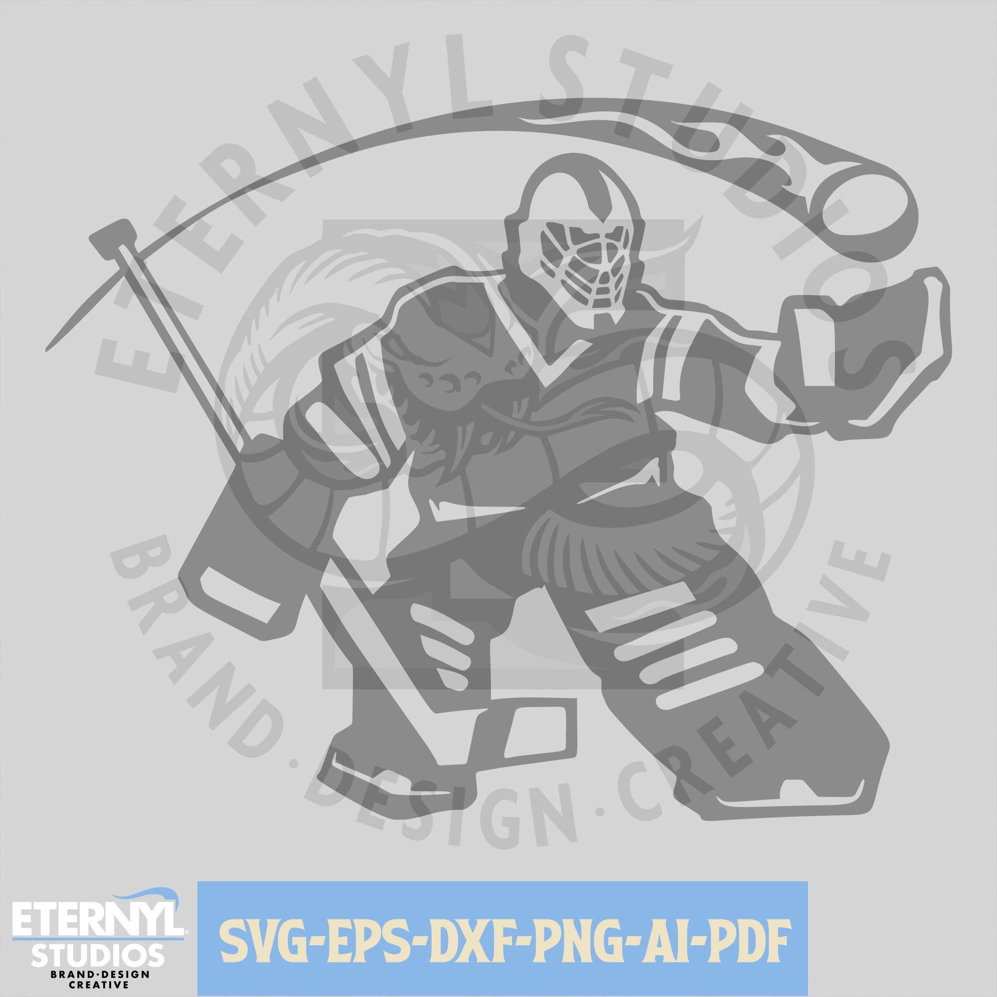 Divine Designs Hockey Goalie Mask, Sticks and Icon Vinyl Decal