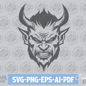 Devil SVG PNG, Scary Clipart, Halloween, Instant Digital Download, Cool Devil, Demon, Spooky, Scary Art, Cut File, Silhouette, Cricut, Cameo