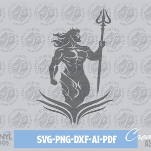 Merman Neptune SVG: Triton Clipart, Atlantis Vector (Digital Download)