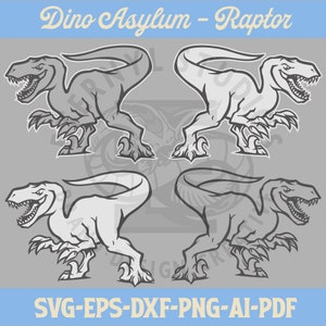 Raptor SVG PNG, 4pack, Vector Bundle, Raptor Art, Instant Download, Cut Files, Velociraptor, Dino svg, Dinosaur, Cameo, Cricut, Silhouette