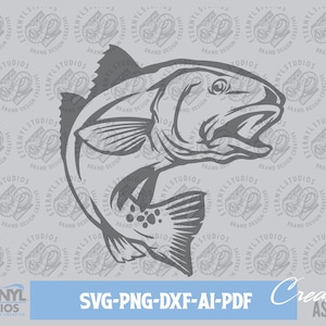 Redfish SVG PNG, Red drum, Jumping Redfish, Digital Download, Gulf Fishing, Fishing, Fish Art, Cutting Template, Silhouette, Cricut, Cameo