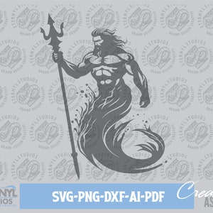 Merman Neptune SVG: Triton Vector Clipart (Digital Download)