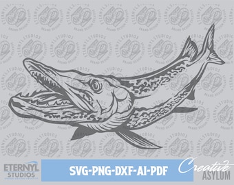 Northern Pike SVG: Musky Fish Vector Art (Digital Download)