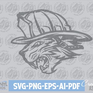 Firefighter Tiger Mascot SVG PNG, Firefighter SVG, Firefighter Mascot, Tiger Logo, Firefighter Cut File, Digital Download, Fire Dept Art
