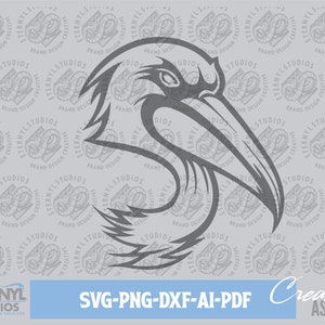 Pelican SVG PNG, Pelican Mascot, Pelican Logo, Pelicans, Beach, Ocean, Gulf, Digital Download, Cut File, Silhouette, Cricut, Cameo, Laser