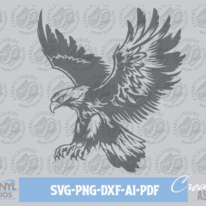 Eagle SVG PNG, Flying Eagle, Soaring Eagle, Eagle Wings, Eagle, Bald Eagle, Patriotic, Digital Download, Cut File, Laser File, CNC File