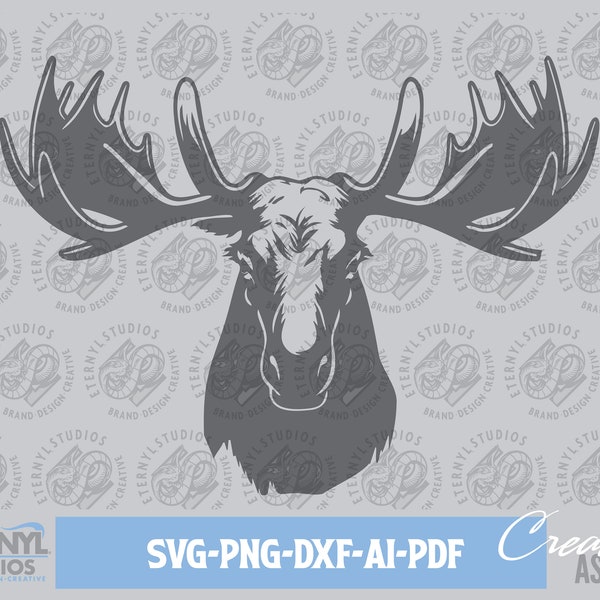 Moose SVG PNG, Bull Moose, Big Rack svg, Moose Head svg, Hunting art, Cut File, Instant Download, Moose art, Silhouette, Cameo, Cricut