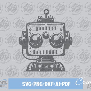 Robot SVG PNG, Robotics, Robotics Team, Robot Art, Cute Robot, School, Mascot, Instant Digital Download, Cut File, Robot Clipart, Vector art