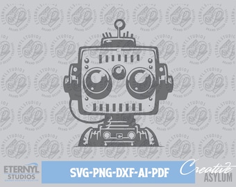 Cute Robot Vector Art, Robotics Team Mascot (Digital Download)