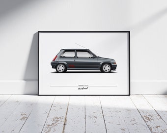 Póster decorativo del RENAULT Super 5 GT Turbo Fase 2 - Gris Tungsteno