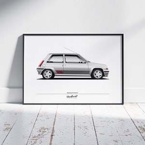 Poster decorativo RENAULT Super 5 GT Turbo Fase 2 - Bianco