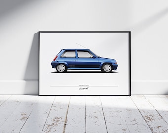 Póster decorativo del RENAULT Super 5 GT Turbo Fase 2 - Azul claro