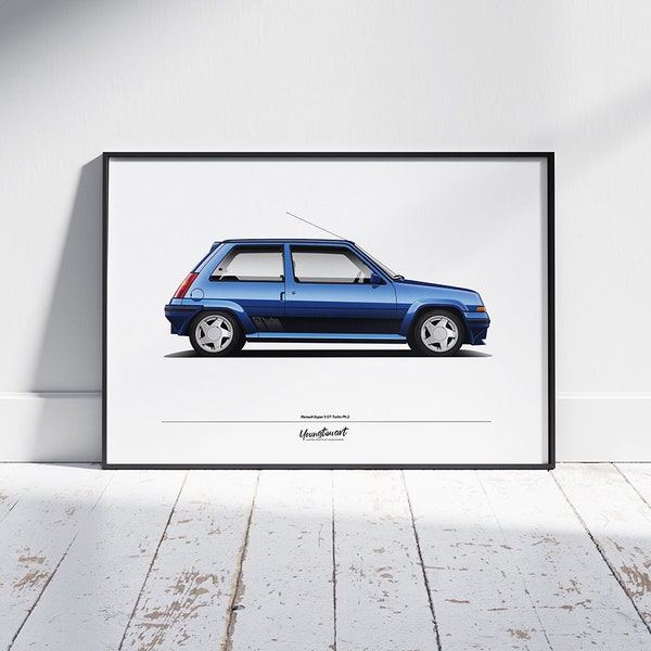 Affiche décorative RENAULT Super 5 GT Turbo Phase 2 - Bleu Lumière