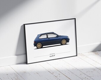 Affiche Publicitaire Renault Clio Williams Encadrée 30x22 Cm Art Mural Neuf