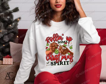 Rolling Up Some Christmas Spirit | Sweatshirt | Tshirt | Smoke | Print | Printed | Women's | Christmas | Art