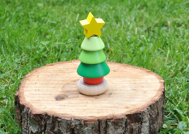 Stapelfigur aus Holz für Kinder ab 1 Jahr Weihnachten 3 Motive zur Auswahl Holzspielzeug Tannenbaum