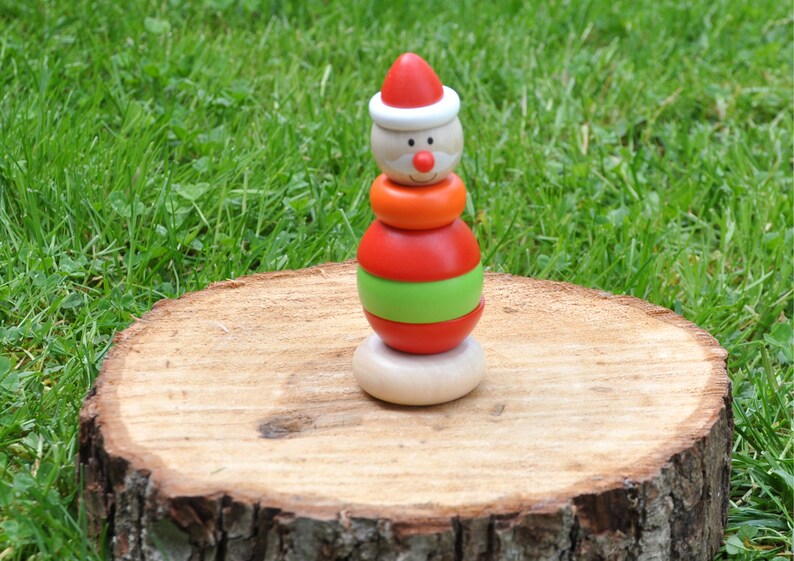 Stapelfigur aus Holz für Kinder ab 1 Jahr Weihnachten 3 Motive zur Auswahl Holzspielzeug Weihnachtsmann