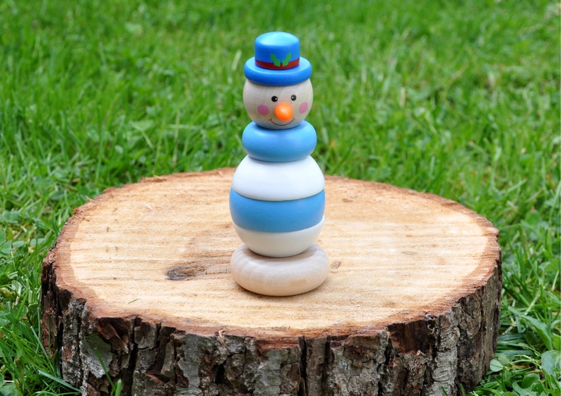 Stapelfigur aus Holz für Kinder ab 1 Jahr Weihnachten 3 Motive zur Auswahl Holzspielzeug Schneemann