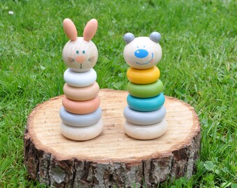 Stapelfigur aus Holz für Kinder ab 1 Jahr - Bär oder Hase - Holzspielzeug