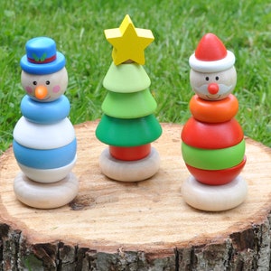 Stapelfigur aus Holz für Kinder ab 1 Jahr Weihnachten 3 Motive zur Auswahl Holzspielzeug image 1