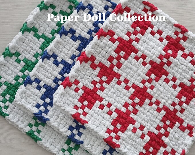TWO Handwoven All-Cotton Pot Holders/Trivets - Stylish, Functional Kitchen Accessory - Hostess, Housewarming, Birthday Gift