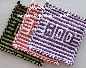 Halloween - Cotton Handwoven Pot Holders/Trivets – SET OF TWO - Stylish, Functional Kitchen - Hostess, Housewarming Gift - Gift Packaging