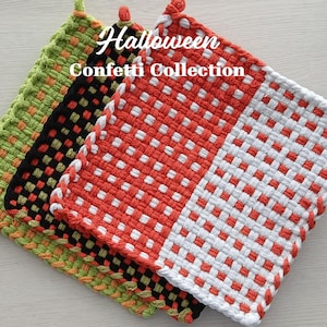 Halloween - Cotton Handwoven Pot Holders/Trivets – SET OF TWO - Stylish, Functional Kitchen - Hostess, Housewarming Gift - Gift Packaging