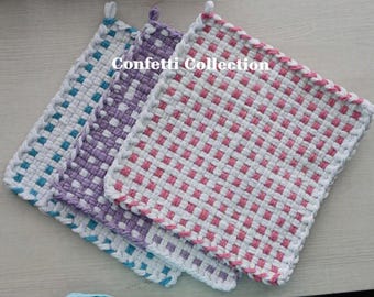 All Cotton Handwoven Pot Holders/Trivets – SET OF TWO - Stylish, Functional Kitchen - Hostess, Housewarming, Birthday Gift - Gift Packaging