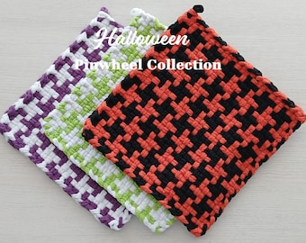 Halloween - Cotton Handwoven Pot Holders/Trivets – SET OF TWO - Stylish, Functional Kitchen - Hostess, Housewarming Gift - Gift Packaging