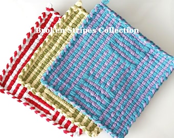 TWO Handwoven All-Cotton Pot Holders/Trivets - Stylish, Functional Kitchen Accessory - Hostess, Home, Housewarming Gift - Gift Packaging