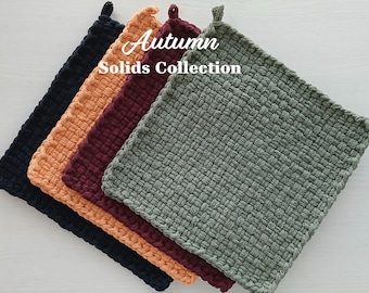 Autumn - TWO Handwoven All-Cotton Pot Holders/Trivets - Stylish, Functional Kitchen Accessory - Hostess, Housewarming, Thanksgiving Gift