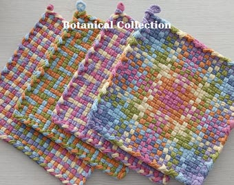 TWO Handwoven All-Cotton Pot Holders/Trivets - Stylish, Functional Kitchen Accessory - Hostess, Housewarming Gift - Gift Packaging