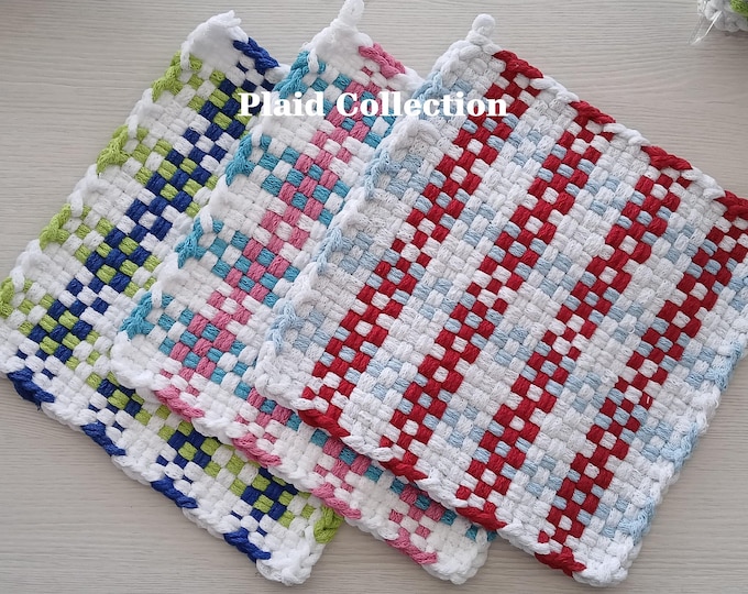 Handwoven All-Cotton Pot Holders/Trivets – SET OF TWO - Stylish, Functional Kitchen Accessory - Hostess, Housewarming Gift - Gift Packaging