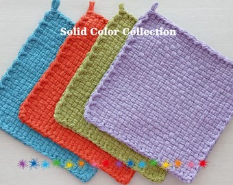 All Cotton Handwoven Solid Color Pot Holders/Trivets – SET OF TWO - Stylish, Functional Kitchen - Hostess, Housewarming Gift
