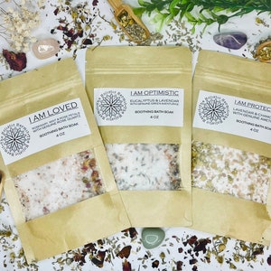 Soothing Bath Soak with Crystal | Bath Soak with Flowers, Bath Soak, Bath Salts, Bath Ritual, Bath Soak with Crystal, Metaphysical Bath
