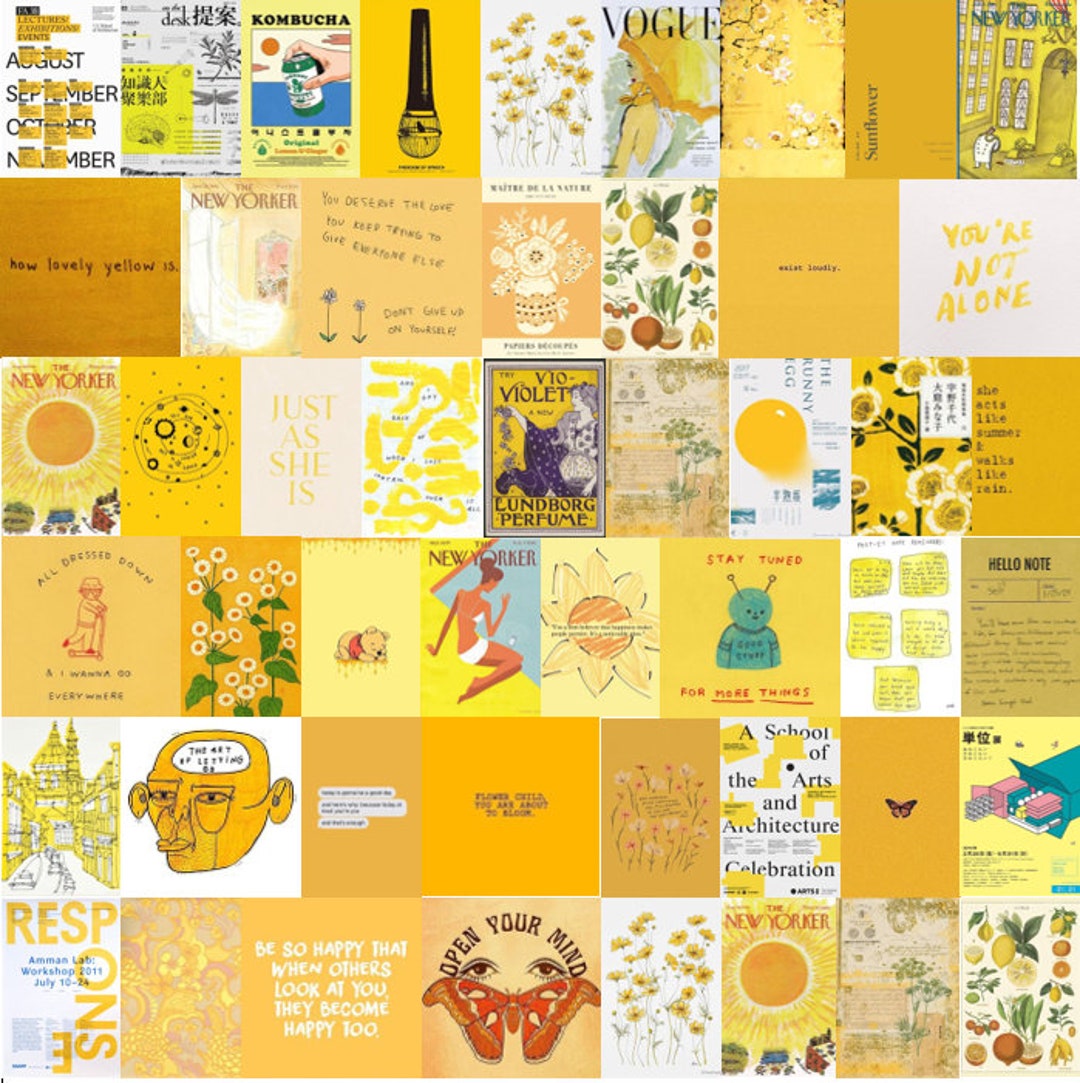 Pastel Yellow Wall Collage 45 Photo Prints Etsy