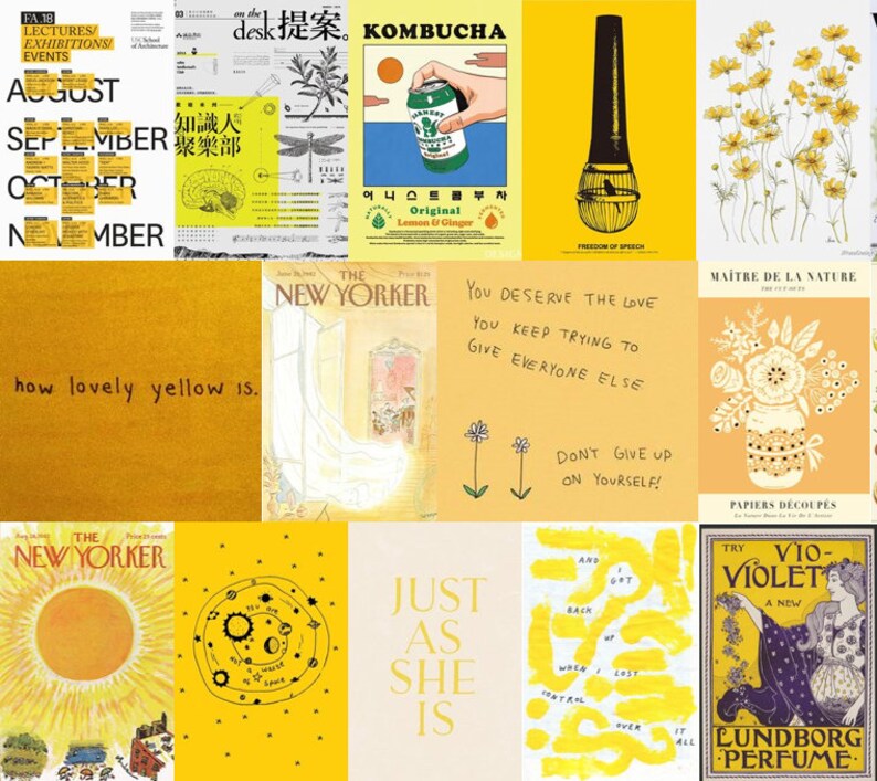 Pastel Yellow Wall Collage 45 Photo Prints Etsy