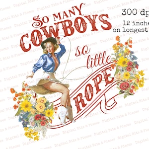 Pinup Rodeo Cowgirl Pinup Sublimation File, Vintage Rodeo, Printable PNG, Retro ...