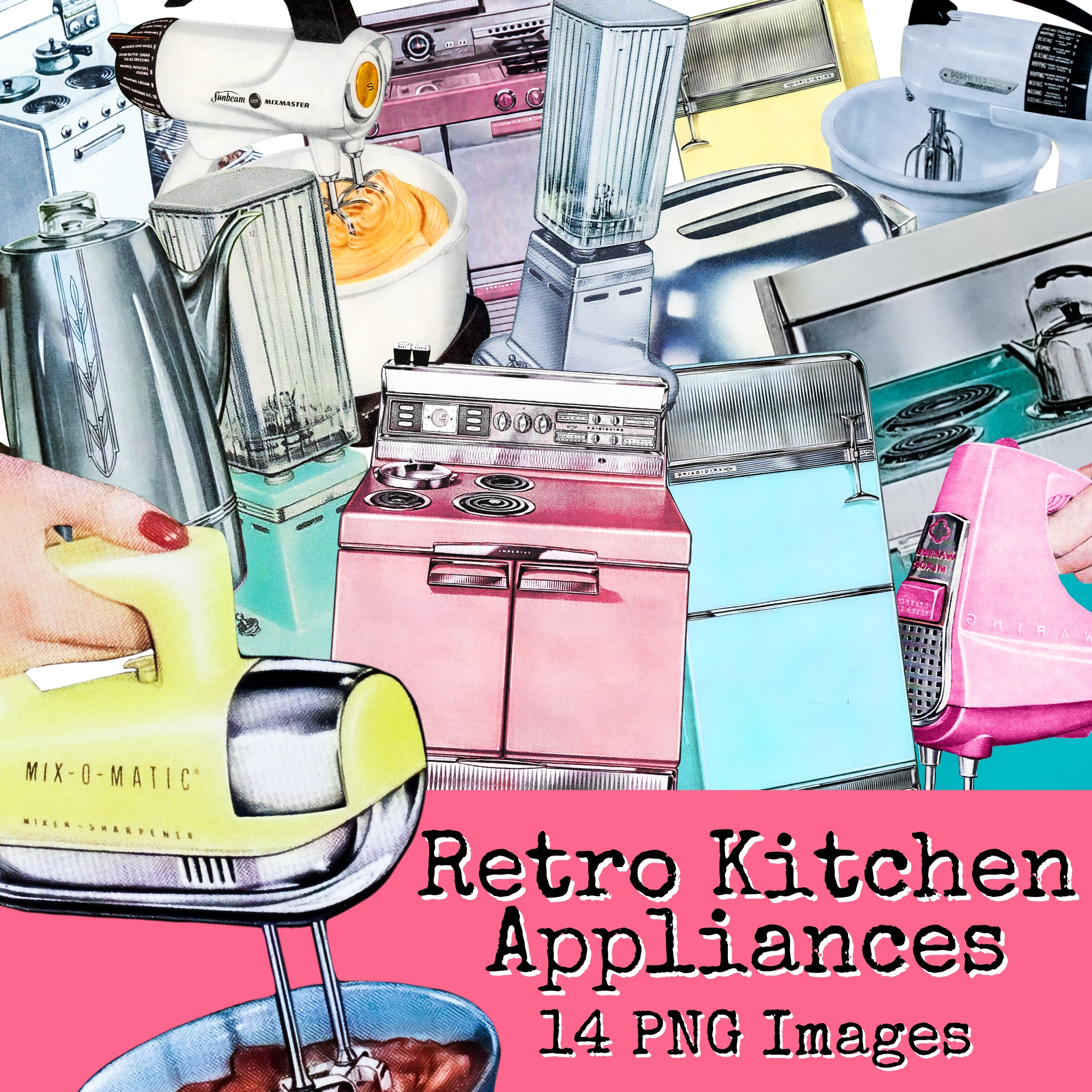 Retro Kitchen Appliance Clipart Fussy Cut Pngs for Junk Etsy