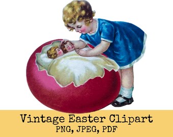 Vintage Easter PNG | Instant Clipart | Digital Ephemera | Easter Egg | Victorian Era | Sublimation Files | Junk Journal | 300 dpi