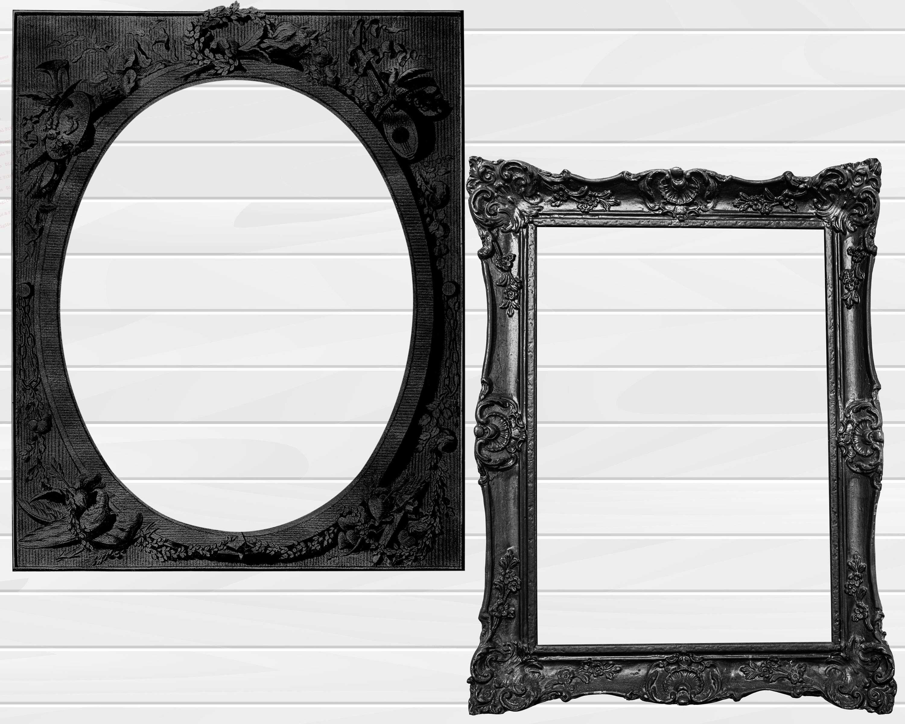 Vintage Picture Frame Clipart Black Frame PNG Ornate Etsy