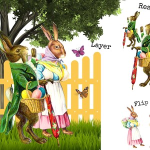 Vintage påskharar Clipart | Påskhare PNG | Digitala efemera | Sublimeringsfiler | Skräpjournal | 300 dpi | Kommersiellt bruk bild 2