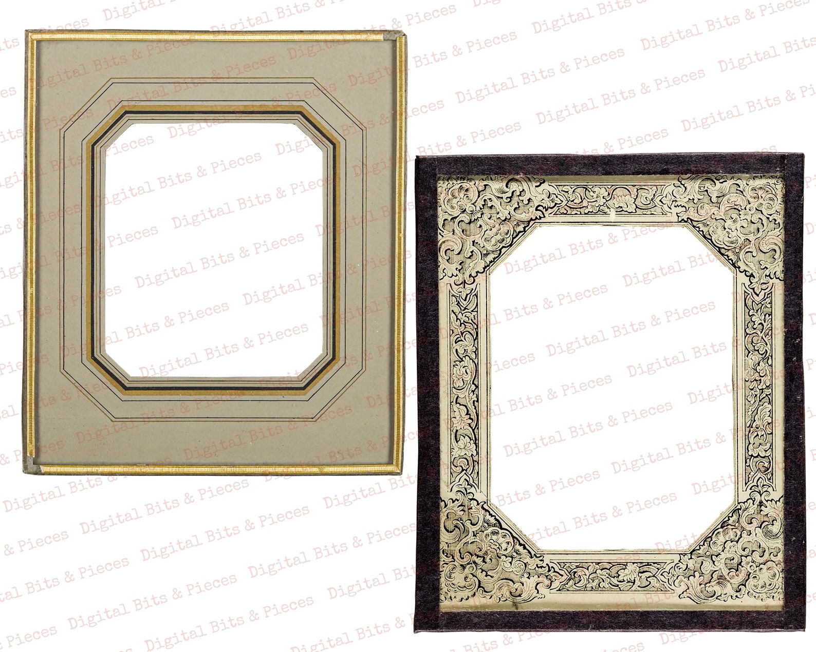 Antique Photo Frame Clipart, Vintage Paper Frames PNG, Scrapbook ...