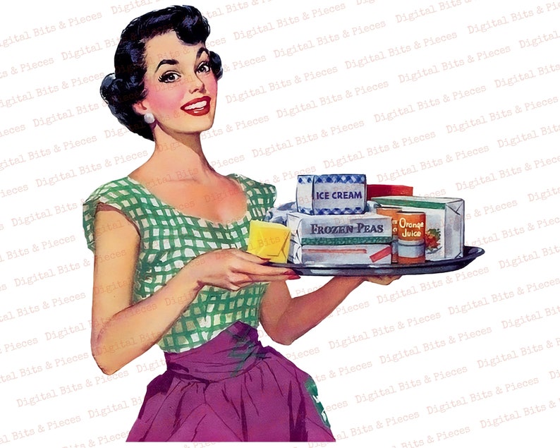 Retro Housewives Clipart Bundle and Collage Sheet Fussy Cut Etsy