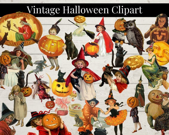 Vintage Halloween Clip Art Bundle PNG Digital Ephemera Junk | Etsy