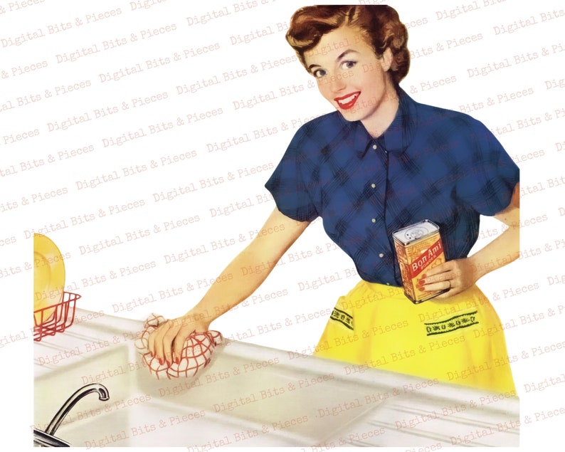 Retro Housewives Clipart Bundle and Collage Sheet Fussy Cut Etsy