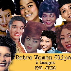 Retro Black Women Clipart Bundle, African American Ladies, Mid Century Digital Download, Vintage Housewife, Fussy Cut People